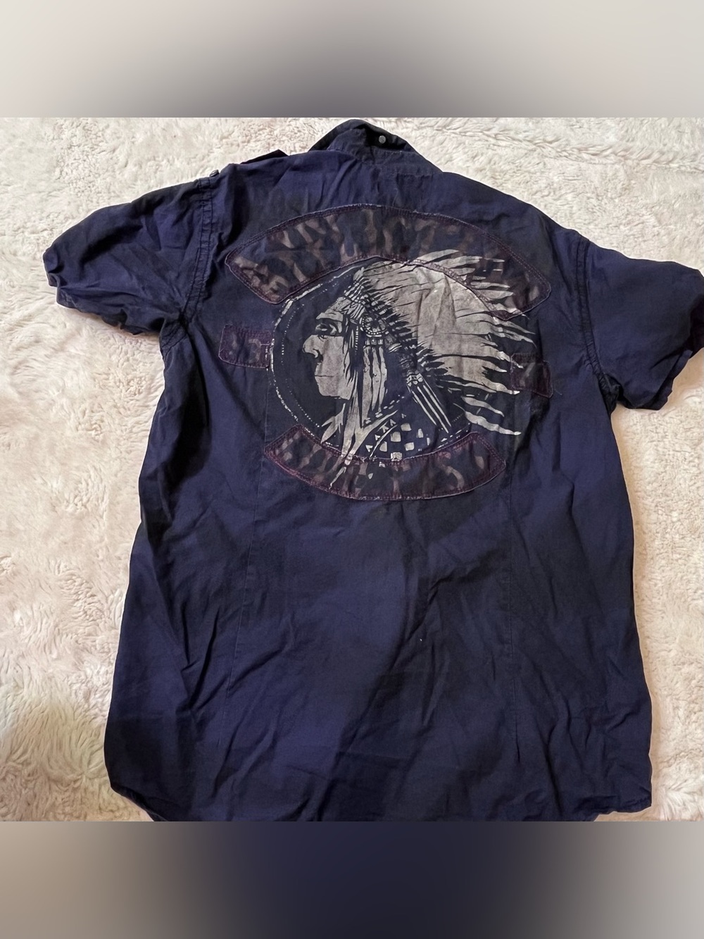 Men’s xl affliction button up shirt Indian dark blue